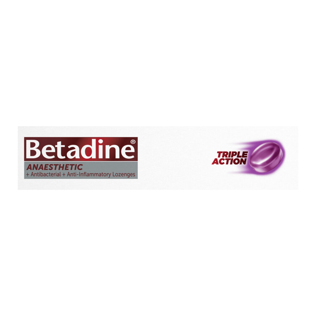 Betadine Anaesthetic + Antibacterial + Anti-Inflammatory Berry Lozenges 16 Pack