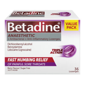 Betadine Anaesthetic + Antibacterial + Anti-Inflammatory Lozenges 36 Pack