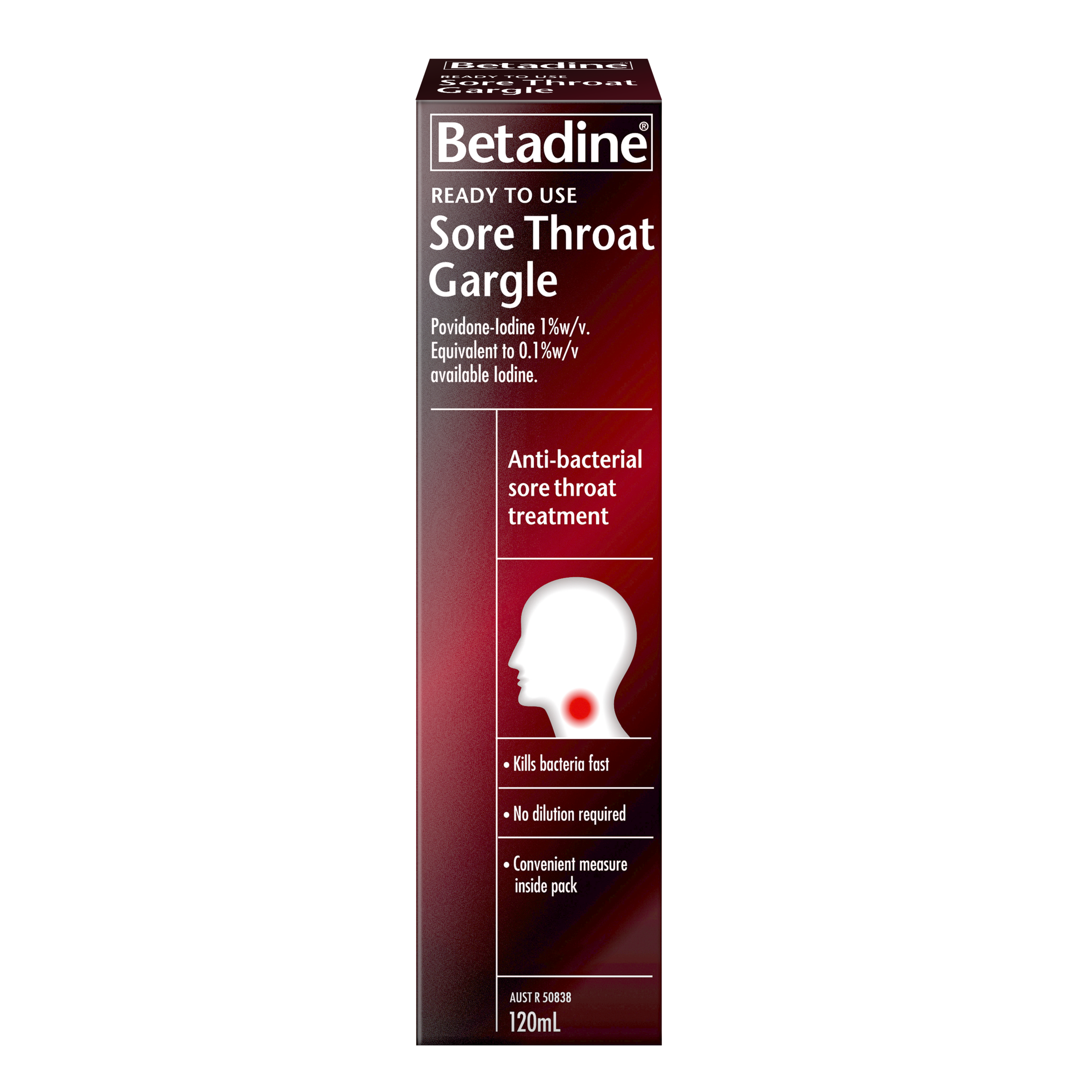 Betadine Ready To Use Sore Throat Gargle 120mL