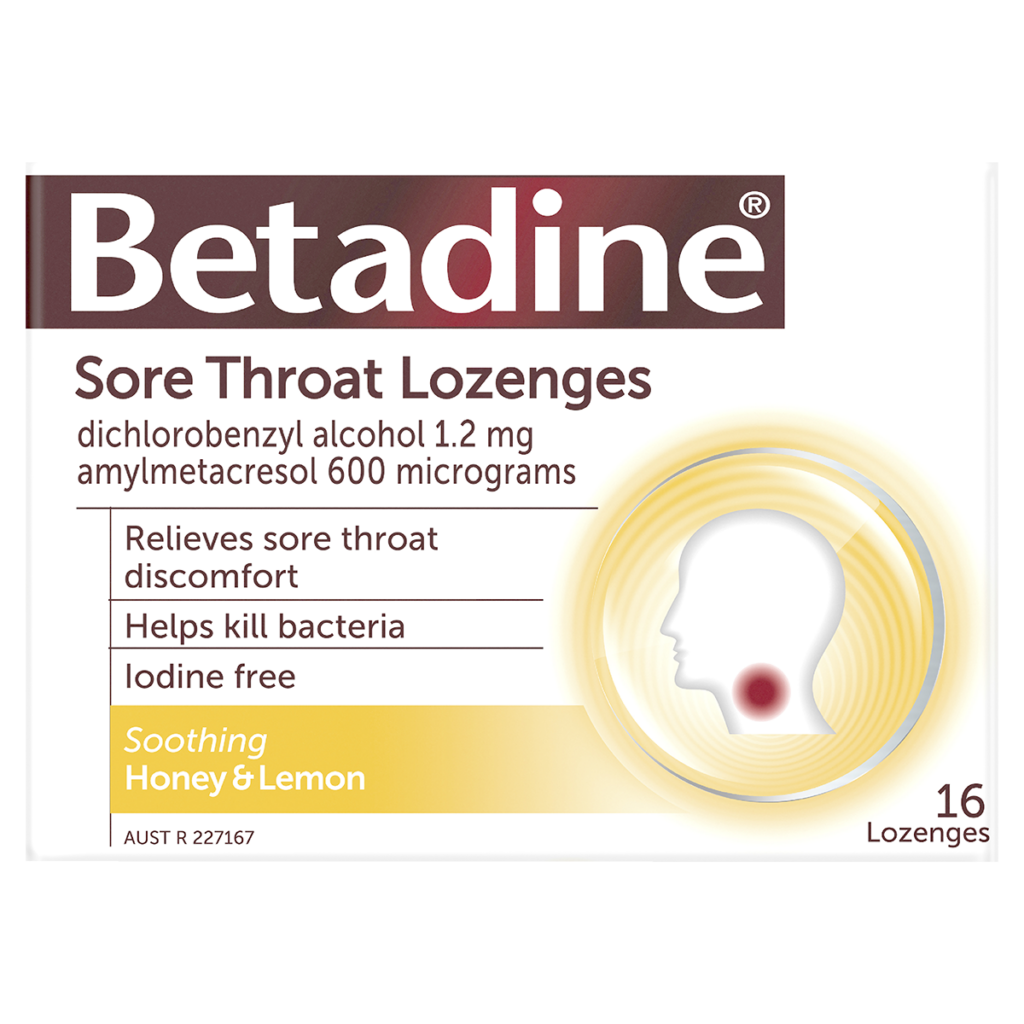 Betadine Sore Throat Lozenges Honey & Lemon 16 Pack