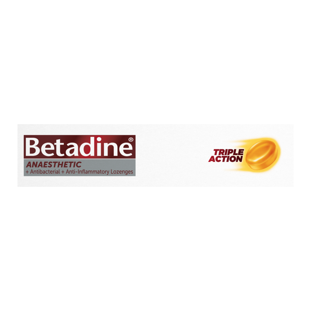 Betadine Anaesthetic + Antibacterial +Anti-Inflammatory Honey & Lemon Lozenges 16 Pack