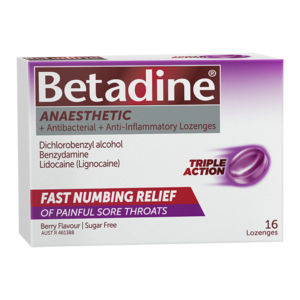 Betadine Anaesthetic Lozenges Berry 16 pack 3D product image