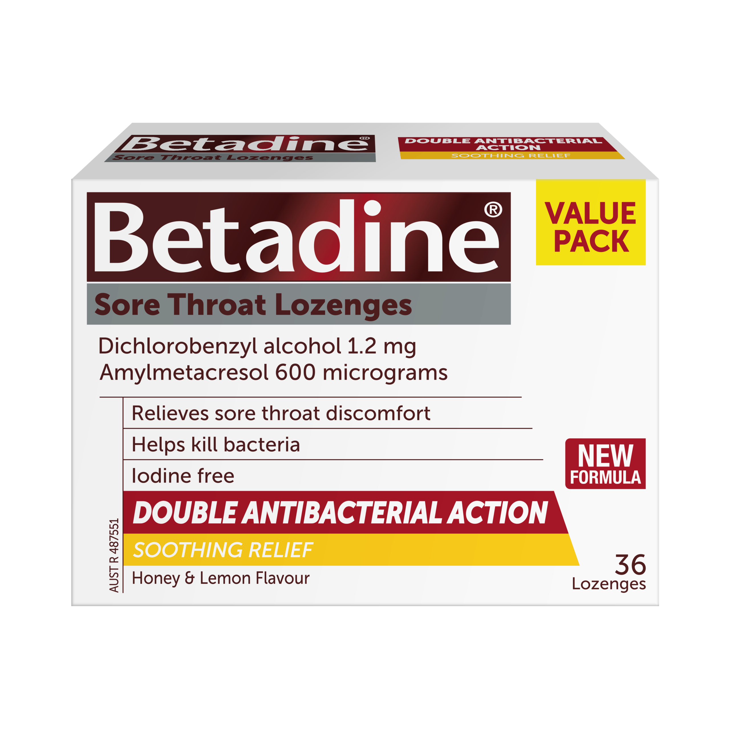 Betadine Sore Throat Honey and Lemon Lozenges 36